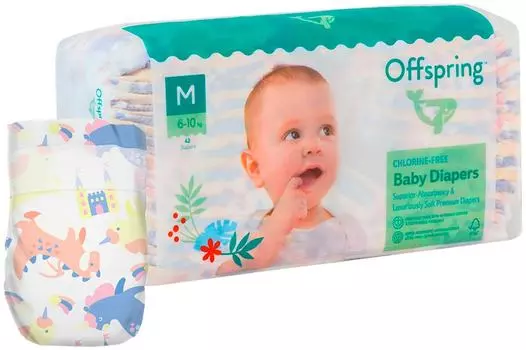 Подгузники Offspring Единороги M 6-10кг 42штс доставкой!