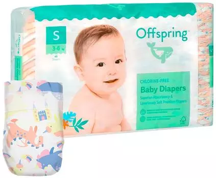 Подгузники Offspring Единороги S 3-6кг 48штс доставкой!