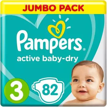 Подгузники Pampers Active Baby-Dry 3 размер / 6-10кг 82шт