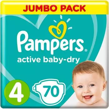 Подгузники Pampers Active Baby-Dry 4 размер / 9-14кг 70шт