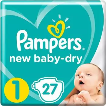 Подгузники для новорожденных Pampers New Baby-Dry 1 размер/ 2-5кг 27шт