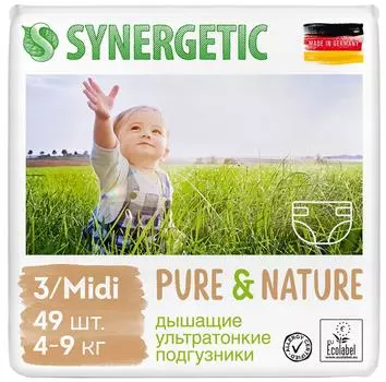 Подгузники Synergetic Pure&amp;Nature размер 3 Midi 49шт