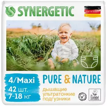 Подгузники Synergetic Pure&amp;Nature размер 4 Maxi 42шт