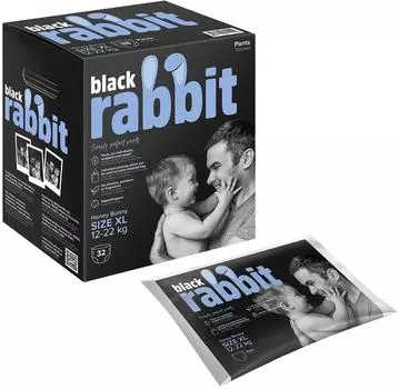 Подгузники-трусики Black Rabbit XL 12-22кг 32шт