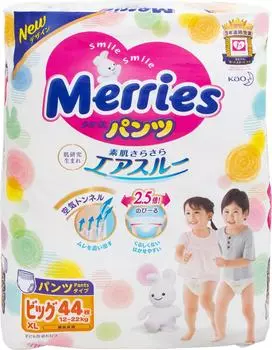 Подгузники-трусики Merries XL 12-22кг 44шт
