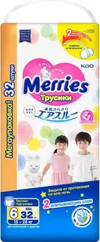 Подгузники-трусики Merries для детей размер XXL/6 15-28кг 32шт