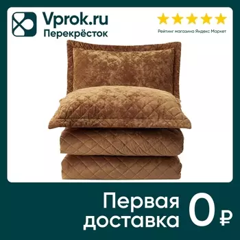 Покрывало Arya Home Valentine бархатное с сумкой Коричневое 180*240см