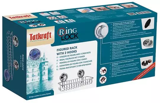 Полка Tatkraft Ring Lock Легкий монтаж фигурная с 2-мя крючками