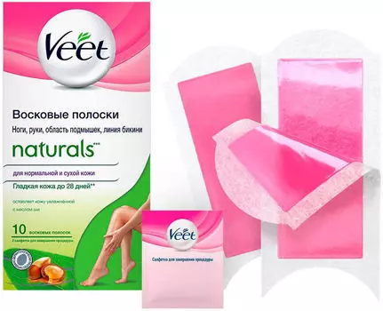 Полоски для депиляции Veet Naturals восковые с маслом ши 10шт
