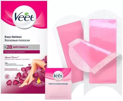 Полоски для депиляции Veet Suprem Essence восковые для ног и рук 10шт