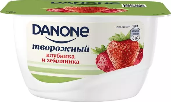 Продукт творожный Danone Клубника и земляника 3.6% 130г