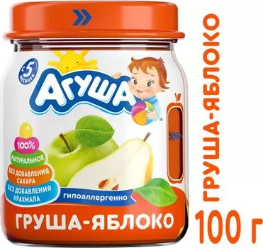 Пюре Агуша Груша и яблоко 100г