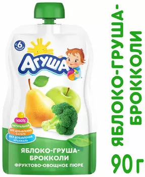 Пюре Агуша Яблоко Груша Брокколи 90г