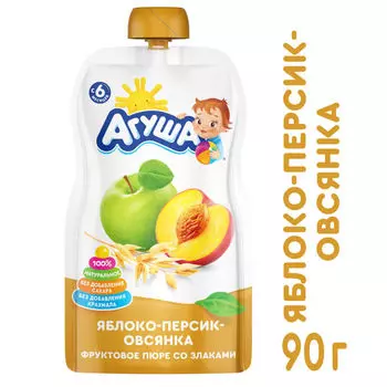 Пюре Агуша Яблоко-Персик-Овсянка 90г