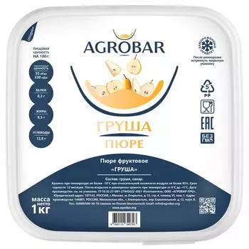 Пюре фруктовое Agrobar Груша 1кг - Vprok.ru Перекрёсток