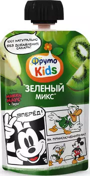 Пюре Фруто Кидс Зеленый микс из яблок груши винограда и киви 90г