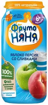 Пюре ФрутоНяня из яблок и персиков со сливками и сахаром 250г
