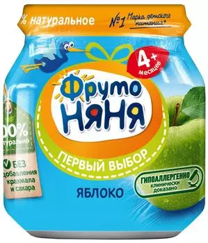 Пюре ФрутоНяня из яблок с 4 месяцев 100гс доставкой!