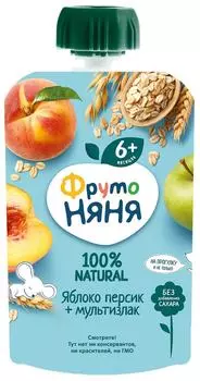 Пюре ФрутоНяня Яблоко и персик 90г