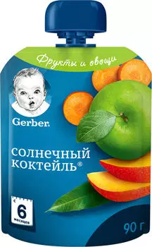 Пюре Gerber Солнечный коктейль 90г