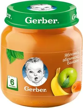 Пюре Gerber Яблоко абрикос банан 130г