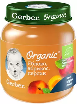 Пюре Gerber Яблоко абрикос персик 125г
