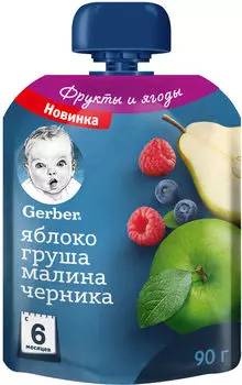 Пюре Gerber Яблоко груша малина черника 90г