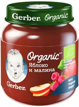 Пюре Gerber Яблоко и малина 125г
