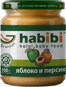 Пюре Habibi Яблоко персик 100г