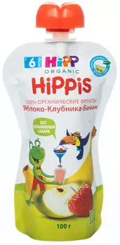 Пюре HiPP Hippis Яблоко-Клубника-Банан 100г