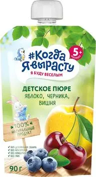 Пюре Когда Я вырасту Яблоко Черника Вишня 90г