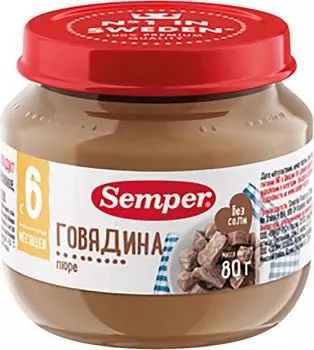 Пюре мясное Semper Говядина с 6 месяцев 80г