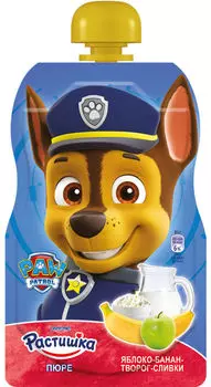 Пюре Растишка Яблоко-банан с творогом и сливками 85г