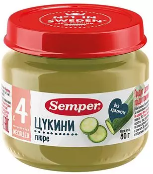 Пюре Semper Цукини с 4 месяцев 80г. Доставим до двери!