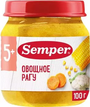 Пюре Semper Овощное рагу с 5 месяцев 100гс доставкой!