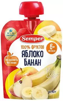 Пюре Semper Яблоко банан с 6 месяцев 90гс доставкой!