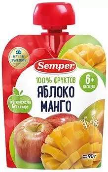 Пюре Semper Яблоко манго с 6 месяцев 90гс доставкой!