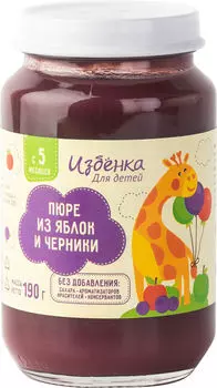 Пюре ВкусВилл из яблок и черники 190г