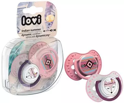 Пустышка Lovi Indian Summer динамическая силиконовая 6-18 месяцев 2шт