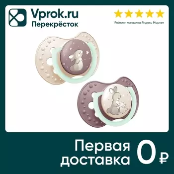 Пустышка Lovi Night&Day силиконовая динамическая в футляре розовая 6-18 месяцев 2шт