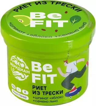 Риет Меридиан Be fit из трески с семенами льна шпинатом и яблоком 100г
