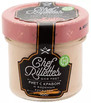 Риет Путина из икры трески с крабом камчатским и жареным кунжутом 100г