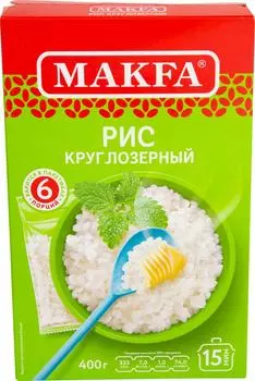 Рис Makfa шлифованный круглозерный 6пак*66.6г