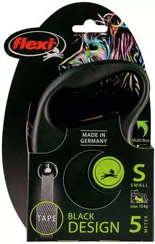 Рулетка для собак Flexi Black Design размер S до 15кг длина 5м