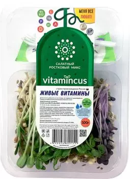 Салатный ростковый микс Vitamincus Живые витамины 100г