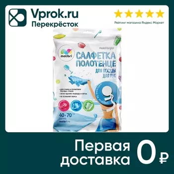 Салфетка из микрофибры Malibri для посуды и рук 40*70см 1шт в ассортименте