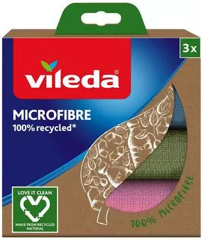 Салфетка Vileda 100% Recycled из микрофибры 3шт