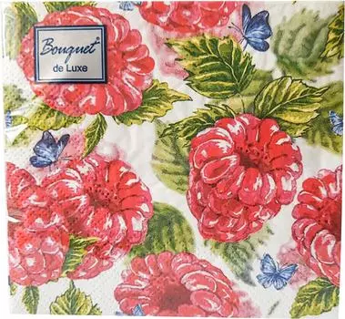 Салфетки бумажные Bouquet De Luxe Малинка 3 слоя 24*24см 25шт