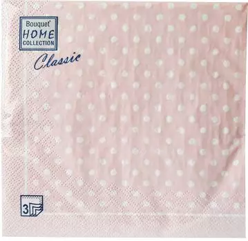 Салфетки бумажные Bouquet Home collection Classic Розовая скатерть в горошек 3 слоя 33*33см 20шт