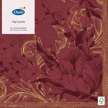 Салфетки бумажные Duni Charm Bordeaux 3 слоя 33*33см 20шт